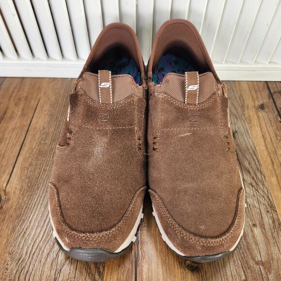 Skechers Slip-Ins Hillcrest Cedar Root Mens Sz 7.5 Brown Hands Free Trail Shoes